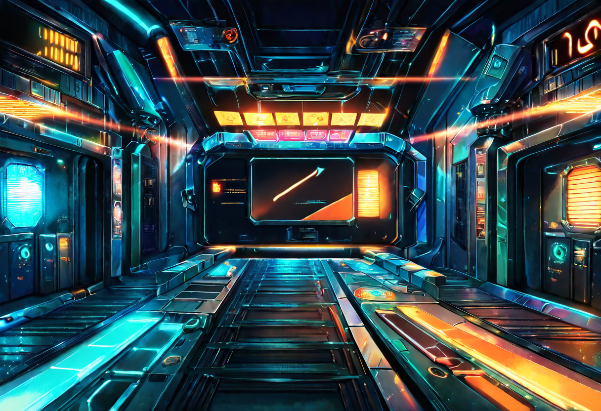 A large retro analog clock face in a dark cyberpunk instrument panel, the minute hand frozen between two positions — one tick glowing steady teal, the adjacent flickering amber