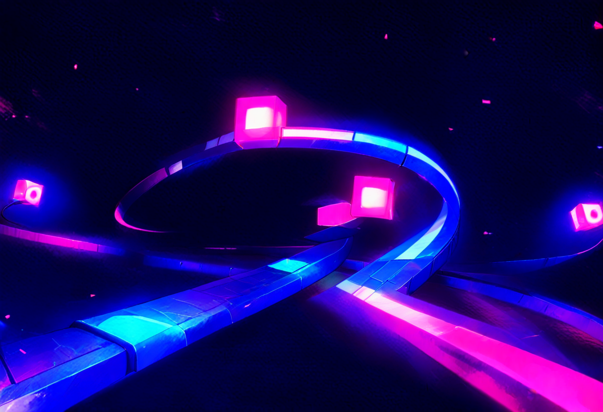 A single glowing loop of track carrying the same data-block round and round past a meter — the most expensive shape of work there is.